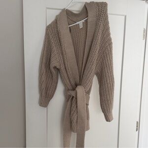 H&M Chunky Open-Front Knit Cardigan - Beige